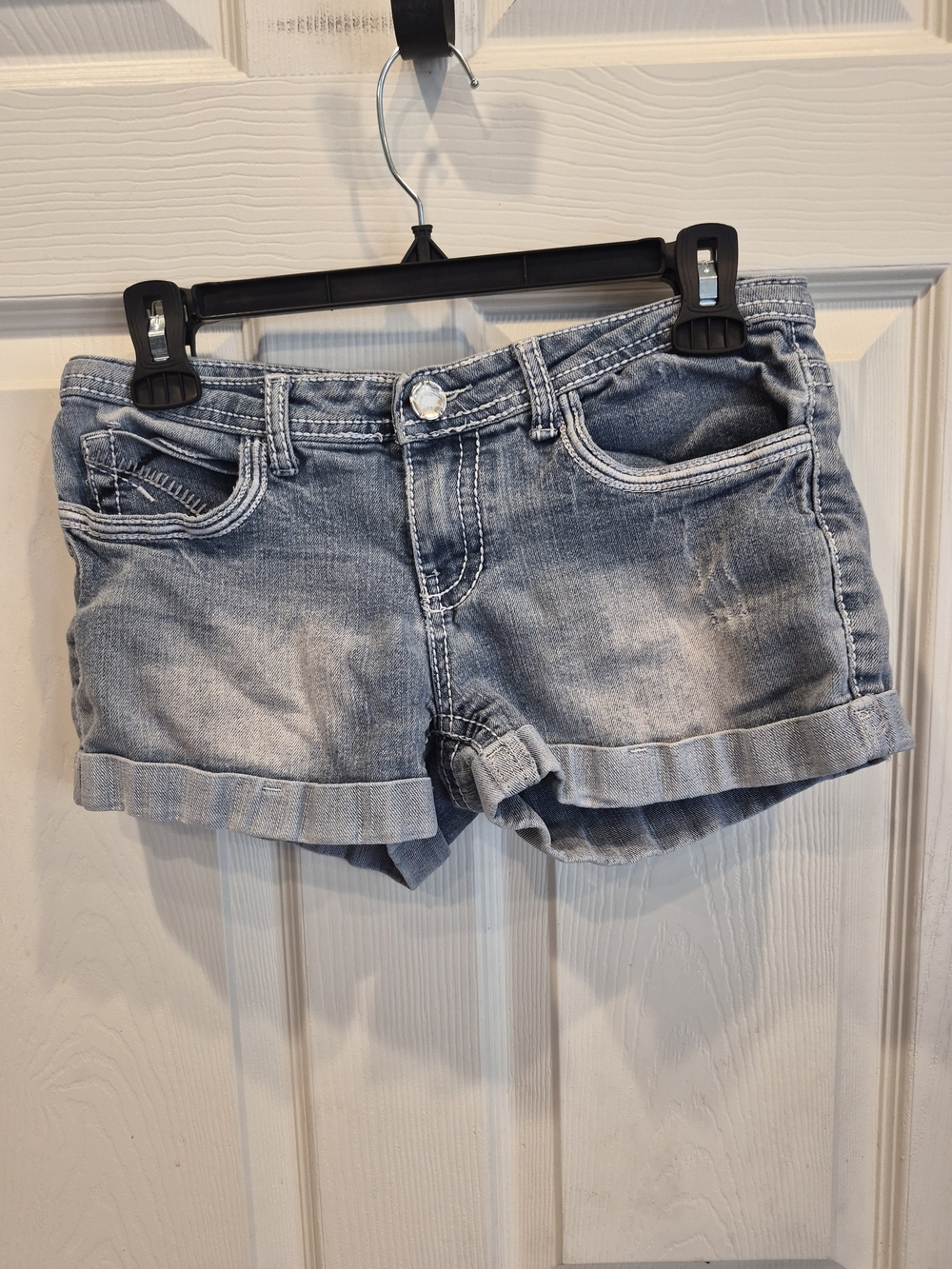 Eighty Eight Light Blue Rolled Hem Denim Shorts